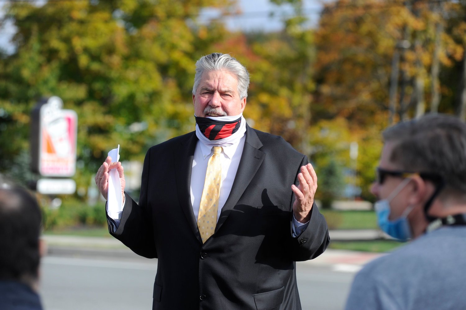 Sullivan County DA candidate Frank LaBuda speaks to the crowd at an October 7 press conference.